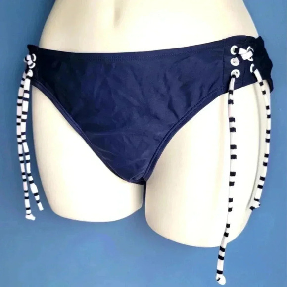 NWT ESPIRT Side Tie Navy Blue & Bikini Bottom size L - Picture 3 of 5